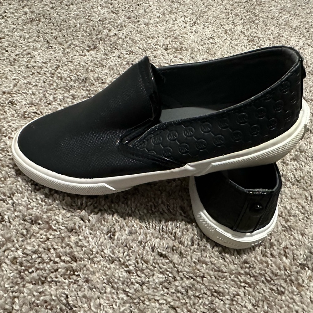 Michael Kors Black Slip-On Kids Sneakers with White Soles